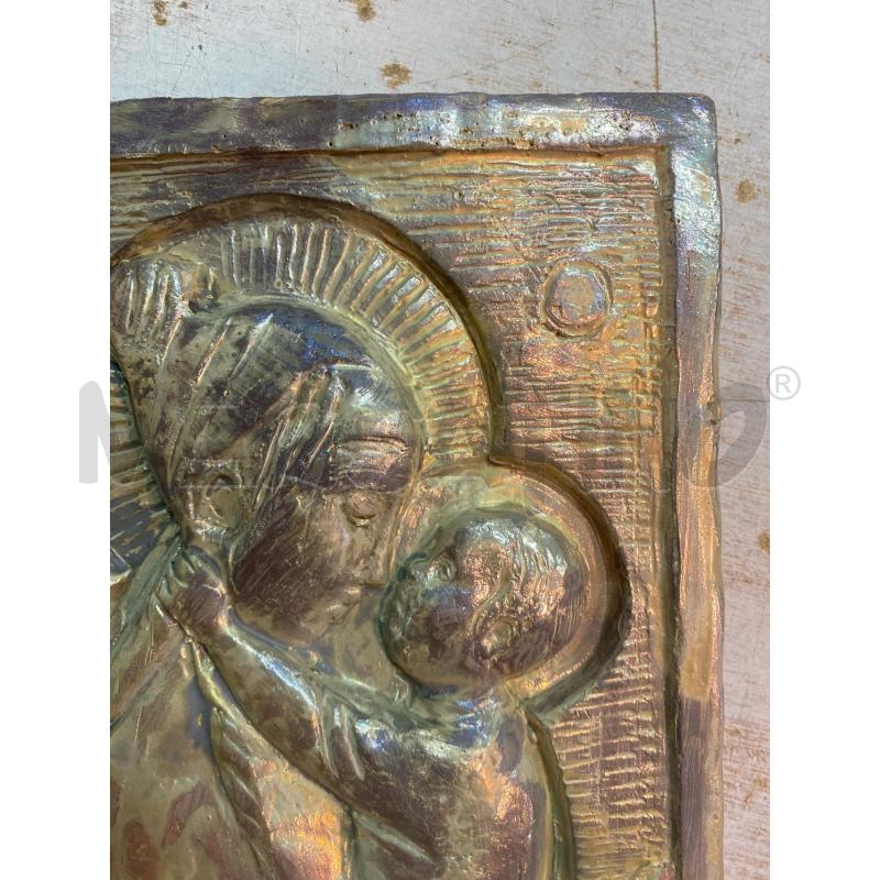PLACCA MAIOLICA A LUSTRO MADONNA CON BAMBINO | Mercatino dell'Usato Roma monteverde 3