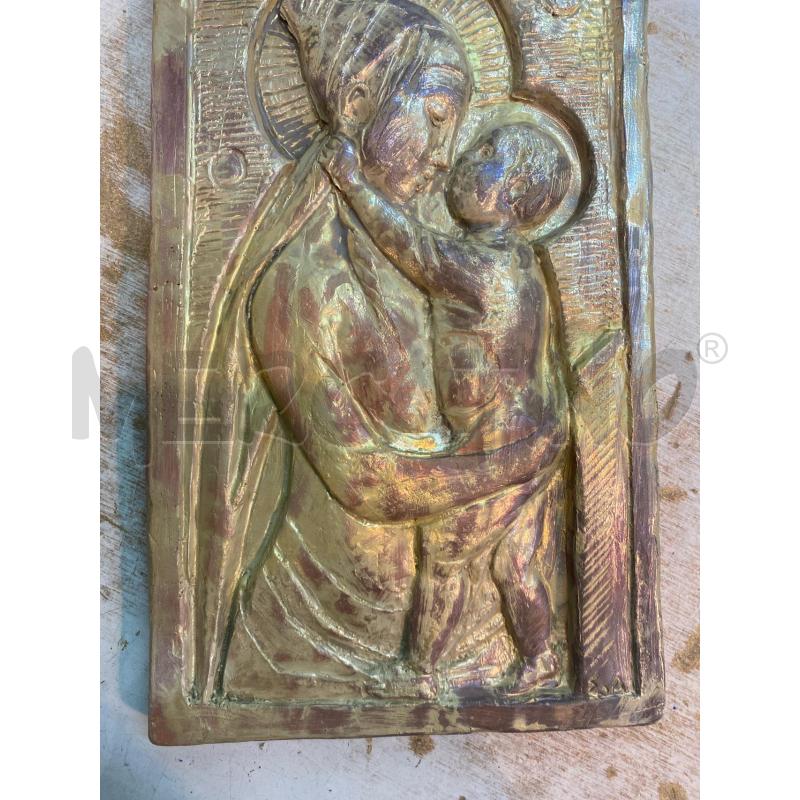PLACCA MAIOLICA A LUSTRO MADONNA CON BAMBINO | Mercatino dell'Usato Roma monteverde 4