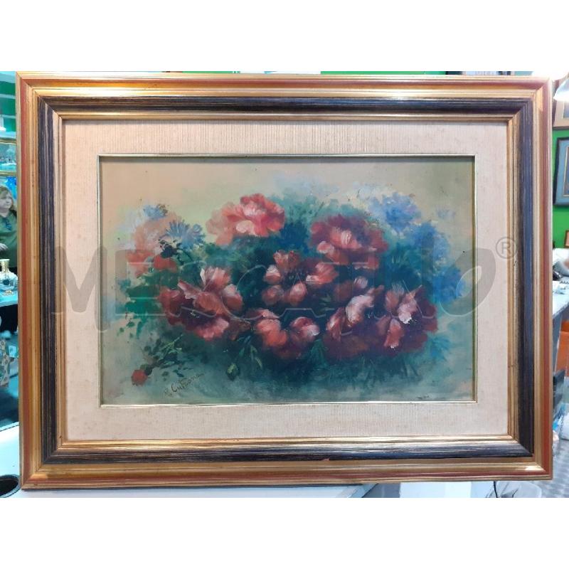 QUADRO FIORI ROSSI SFONDO VERDE | Mercatino dell'Usato Roma monteverde 1