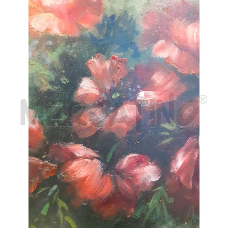 QUADRO FIORI ROSSI SFONDO VERDE | Mercatino dell'Usato Roma monteverde 3