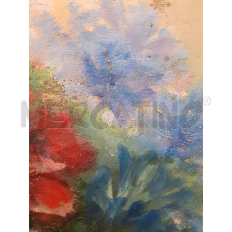 QUADRO FIORI ROSSI SFONDO VERDE | Mercatino dell'Usato Roma monteverde 4