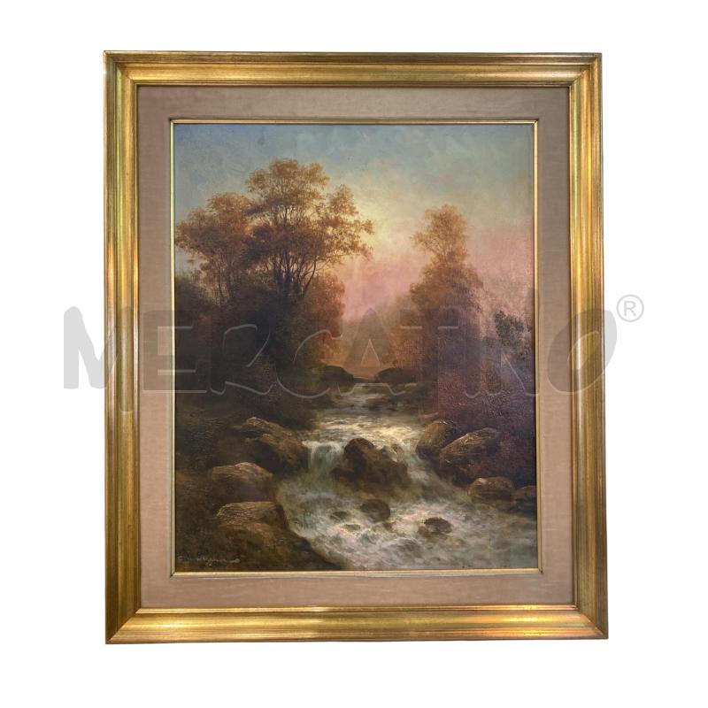 QUADRO FIUME ALBERI FOGLIE ARANCIONI | Mercatino dell'Usato Roma monteverde 1