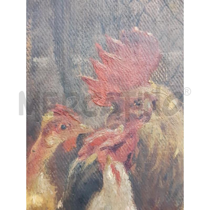 QUADRO GALLO CON GALLINE 1906 | Mercatino dell'Usato Roma monteverde 2