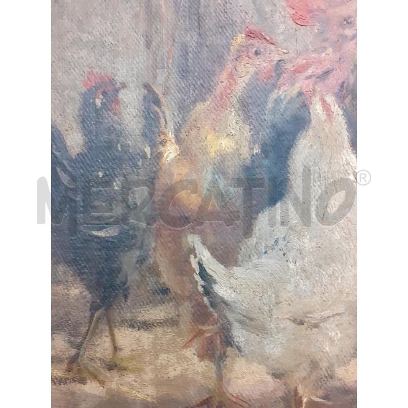 QUADRO GALLO CON GALLINE 1906 | Mercatino dell'Usato Roma monteverde 4