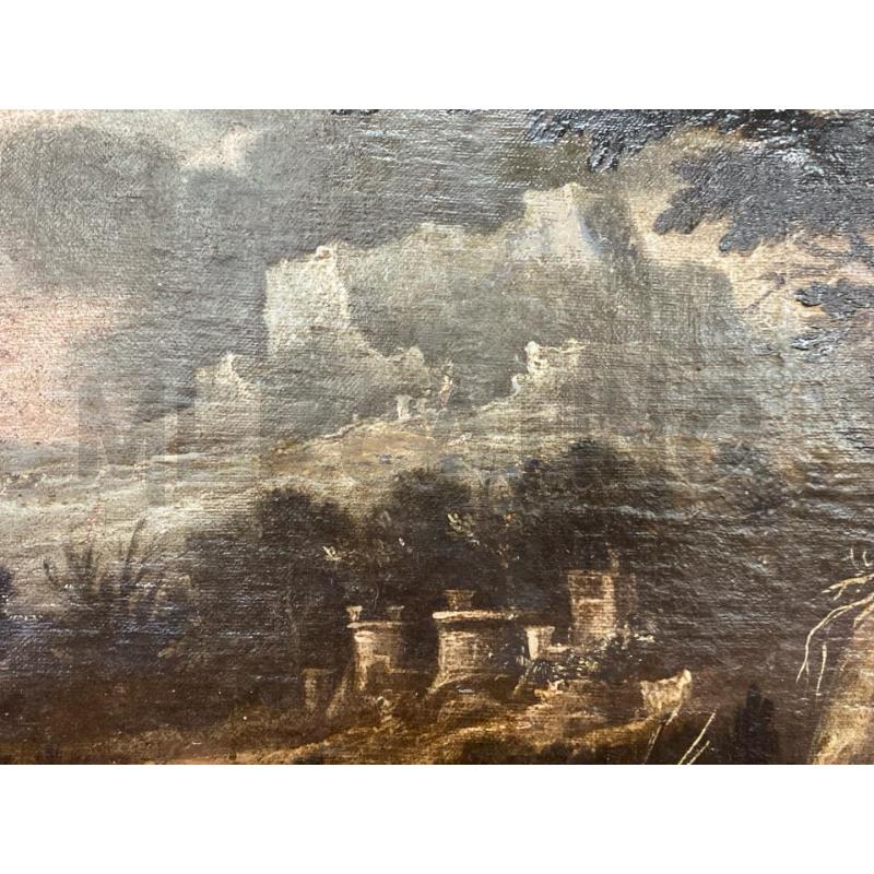 QUADRO PAESAGGIO ANTICO CORNICE DORATA | Mercatino dell'Usato Roma monteverde 3