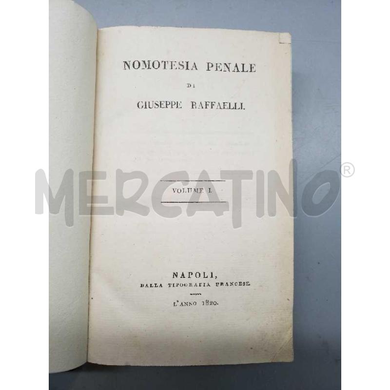 RAFFAELLI NOMOTESIA PENALE VOLUME I ANNO 1820 | Mercatino dell'Usato Roma monteverde 3