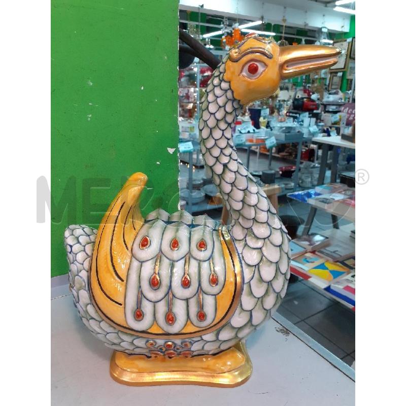 SCULTURA ANATRA PORCELLANE ARTISTICHE FIRENZE ORO GIALLA E VERDE | Mercatino dell'Usato Roma monteverde 1