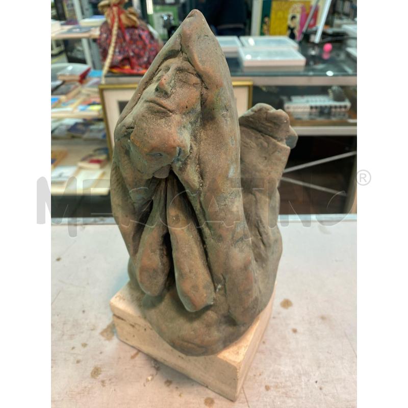 SCULTURA BRONZO VOLTO BASE TRAVERTINO | Mercatino dell'Usato Roma monteverde 1