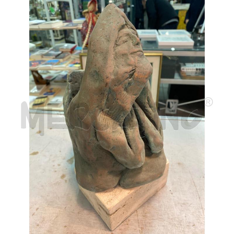 SCULTURA BRONZO VOLTO BASE TRAVERTINO | Mercatino dell'Usato Roma monteverde 2