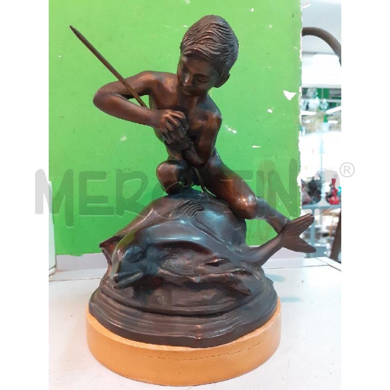 STATUA BRONZO BAMBINO SU PESCE | Mercatino dell'Usato Roma monteverde 1