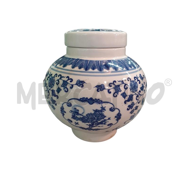 VASO CINESE CON COPERCHIO DECO BLU | Mercatino dell'Usato Roma monteverde 1