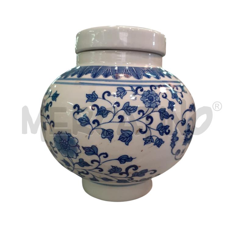 VASO CINESE CON COPERCHIO DECO BLU | Mercatino dell'Usato Roma monteverde 2