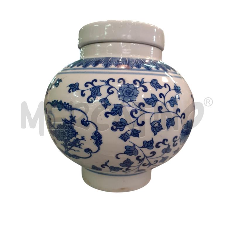 VASO CINESE CON COPERCHIO DECO BLU | Mercatino dell'Usato Roma monteverde 3