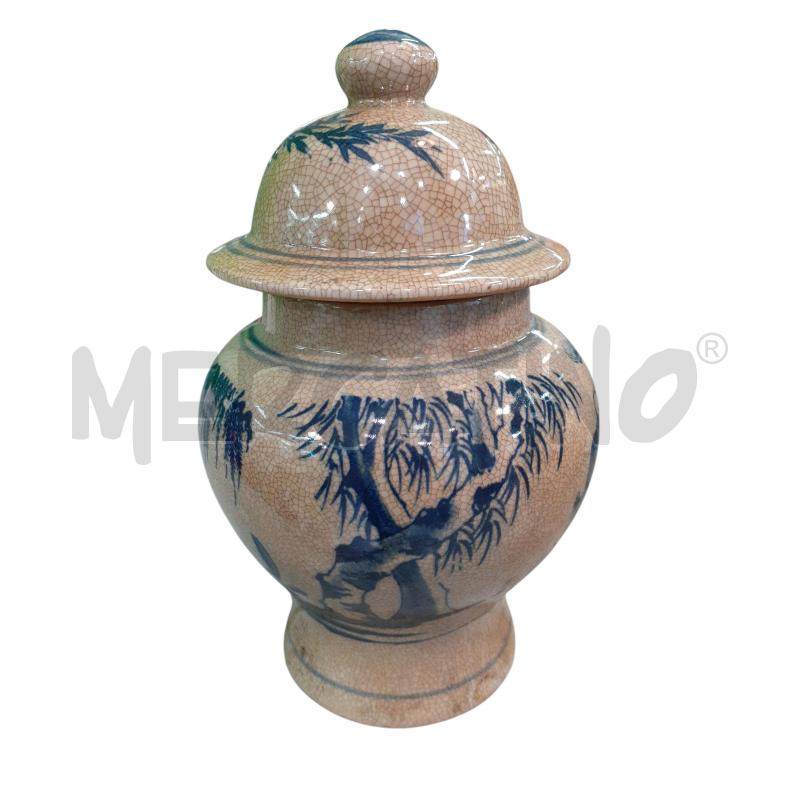 VASO CINESE CON COPERCHIO DECO BLU | Mercatino dell'Usato Roma monteverde 1
