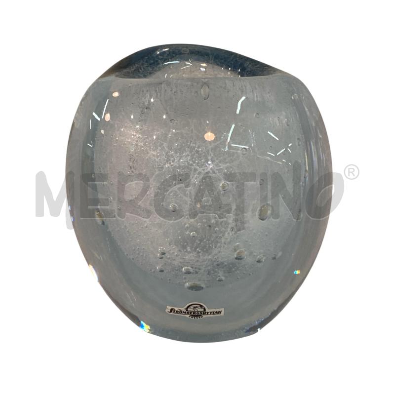 VASO VETRO AZZURRO BOLLE  | Mercatino dell'Usato Roma monteverde 1