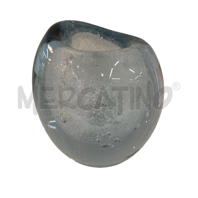 VASO VETRO AZZURRO BOLLE  | Mercatino dell'Usato Roma monteverde 3