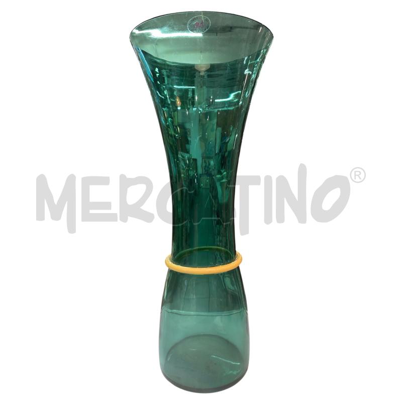 VASO VETRO MURANO VERDE RIGA GIALLA | Mercatino dell'Usato Roma monteverde 1