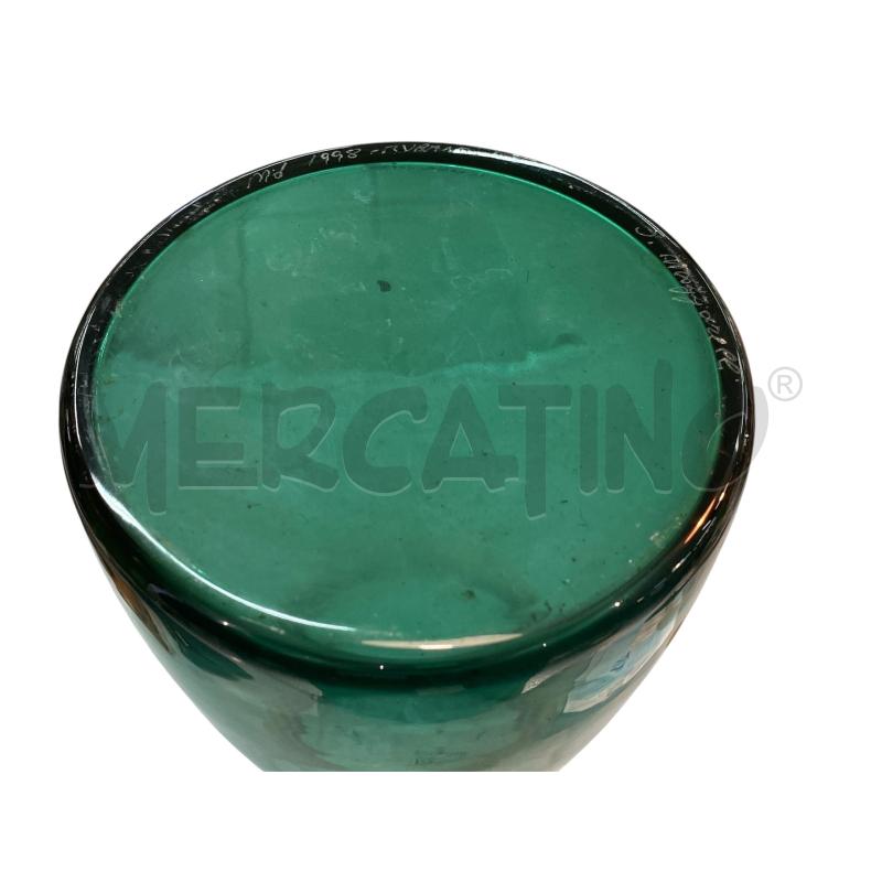 VASO VETRO MURANO VERDE RIGA GIALLA | Mercatino dell'Usato Roma monteverde 2