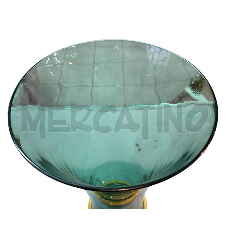VASO VETRO MURANO VERDE RIGA GIALLA | Mercatino dell'Usato Roma monteverde 3