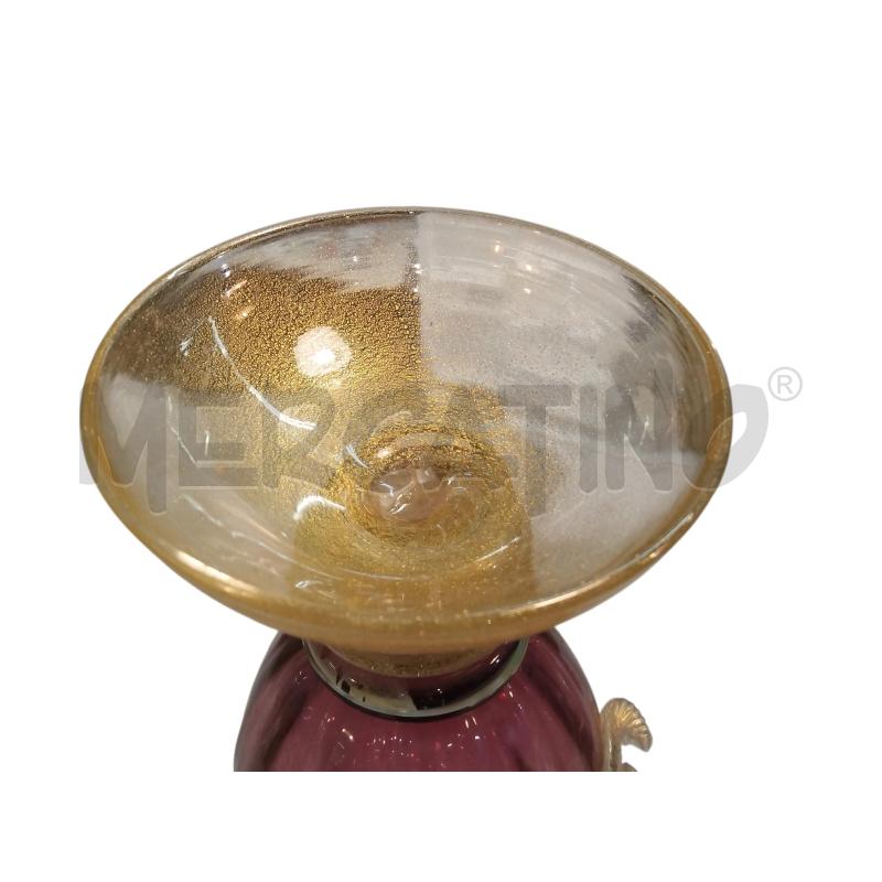 VASO VETRO ROSA FIORI DORATI UNO ROTTO | Mercatino dell'Usato Roma monteverde 3