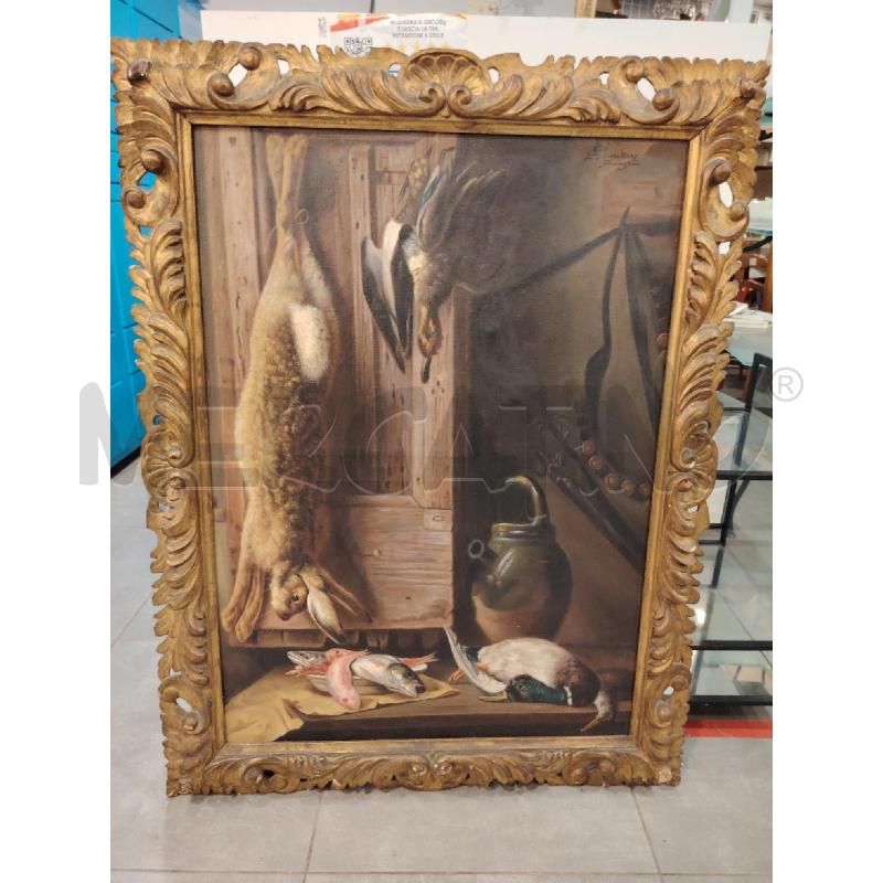 130X100 QUADRO A FIRMA AMELIO SCHWICKER CACCAIGIONE  | Mercatino dell'Usato Roma eur 1