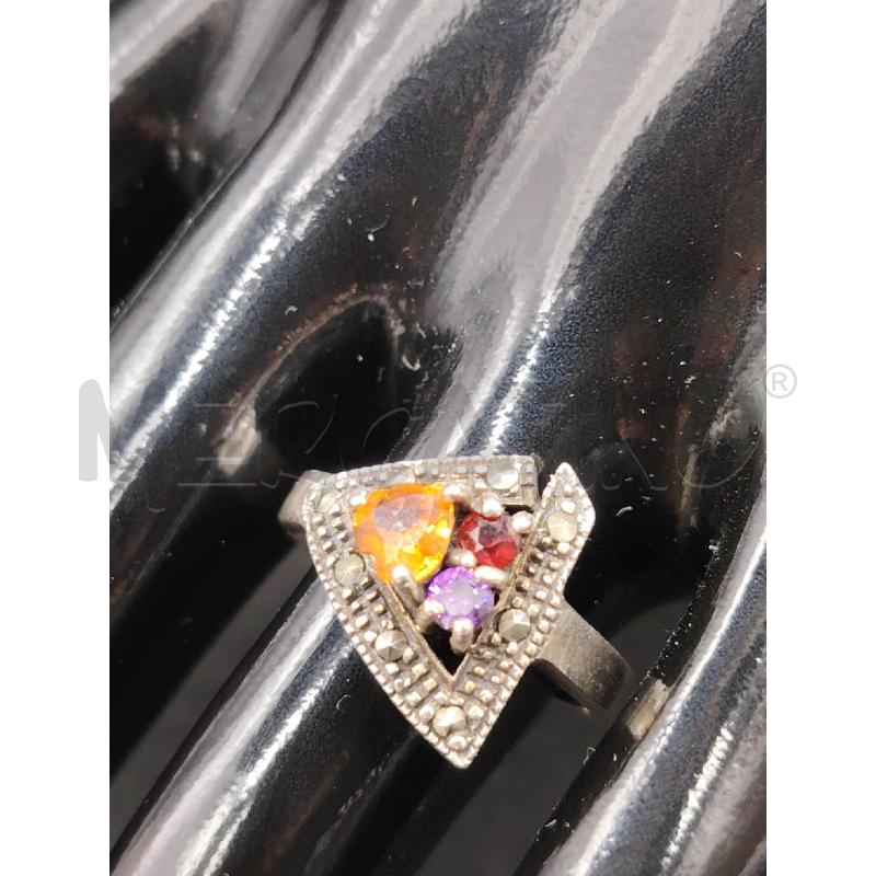 ANELLO D FUSION TRIANGOLO PIETRE COLOR | Mercatino dell'Usato Roma eur 2