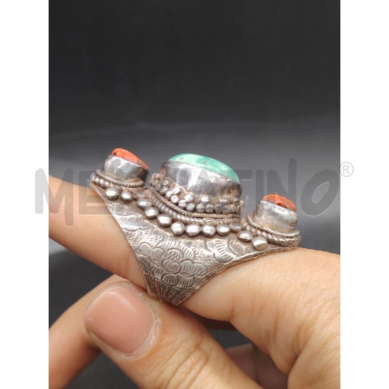 ANELLO FUSION TIBETANO CORALLI TURCHESE  | Mercatino dell'Usato Roma eur 2