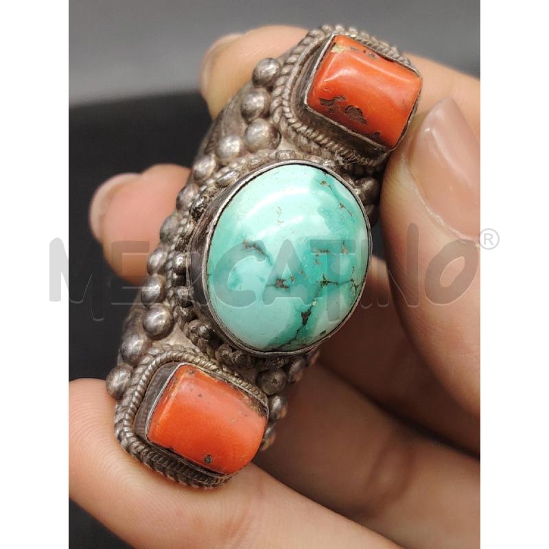 ANELLO FUSION TIBETANO CORALLI TURCHESE  | Mercatino dell'Usato Roma eur 3