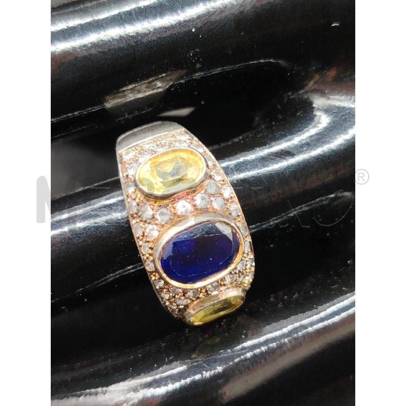 ANELLO FUSION TRE PIETRE BLU GIA | Mercatino dell'Usato Roma eur 2