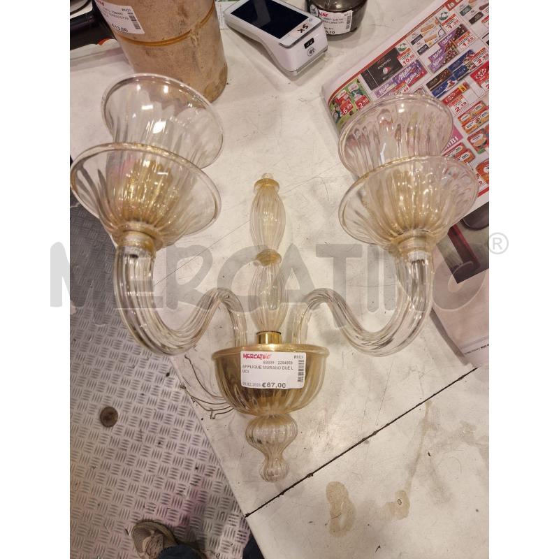 APPLIQUE MURANO DUE LUCI | Mercatino dell'Usato Roma eur 1