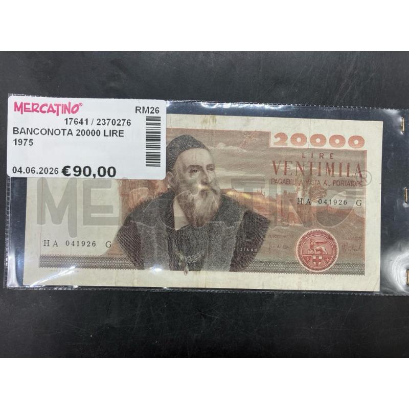 BANCONOTA 20000 LIRE 1975 | Mercatino dell'Usato Roma eur 1