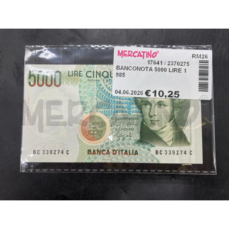 BANCONOTA 5000 LIRE 1985 | Mercatino dell'Usato Roma eur 1