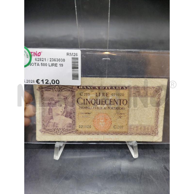 BANCONOTA 500 LIRE 1948 | Mercatino dell'Usato Roma eur 1