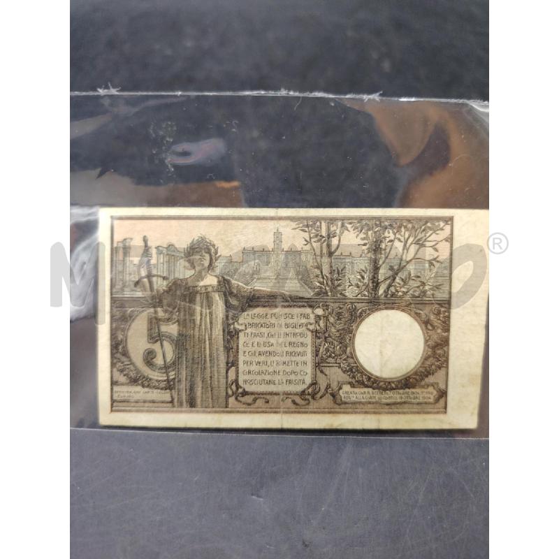 BANCONOTA CINQUE LIRE 1904  | Mercatino dell'Usato Roma eur 2