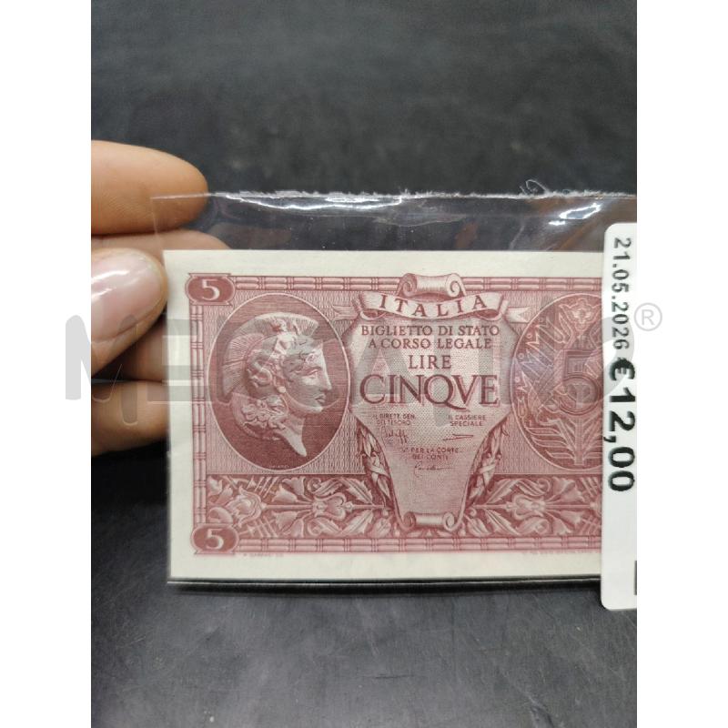 BANCONOTA CINQUE LIRE 1944 | Mercatino dell'Usato Roma eur 1