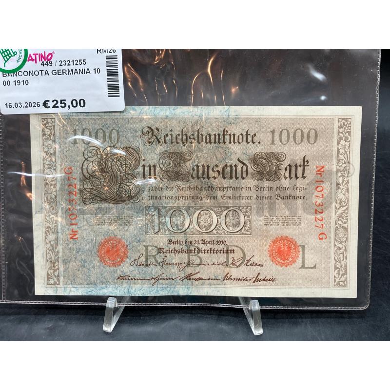 BANCONOTA GERMANIA 1000 1910 | Mercatino dell'Usato Roma eur 2