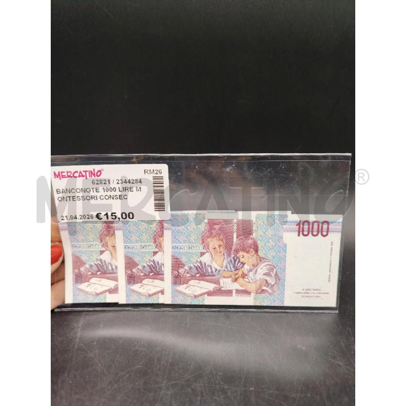 BANCONOTE 1000 LIRE MONTESSORI CONSECUTIVE | Mercatino dell'Usato Roma eur 2