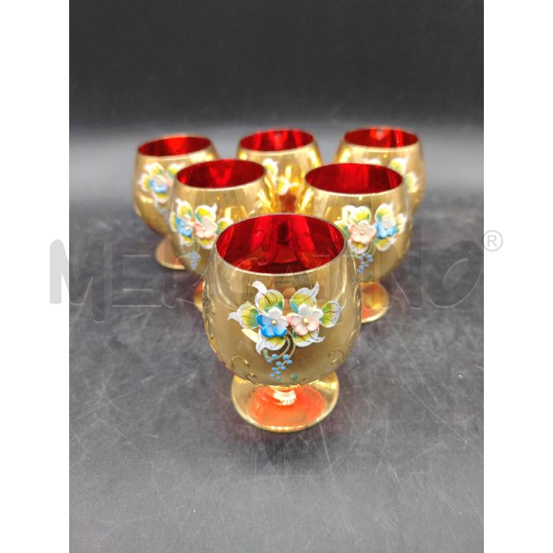 BICCHIERI  MURANO VETRO RSS ORO | Mercatino dell'Usato Roma eur 1