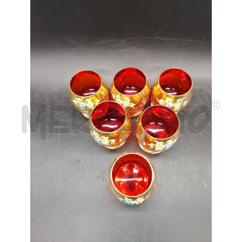BICCHIERI  MURANO VETRO RSS ORO | Mercatino dell'Usato Roma eur 2