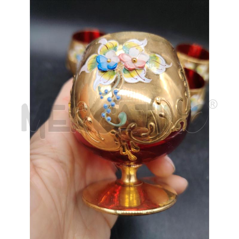BICCHIERI  MURANO VETRO RSS ORO | Mercatino dell'Usato Roma eur 3