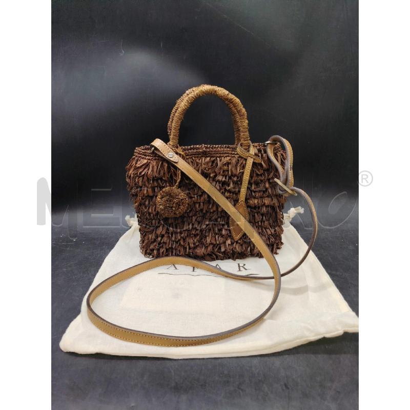 BORSA AFAR KEISHA RAFIA MARRONE | Mercatino dell'Usato Roma eur 1