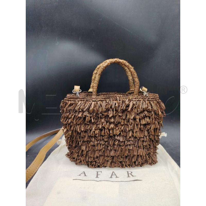 BORSA AFAR KEISHA RAFIA MARRONE | Mercatino dell'Usato Roma eur 2