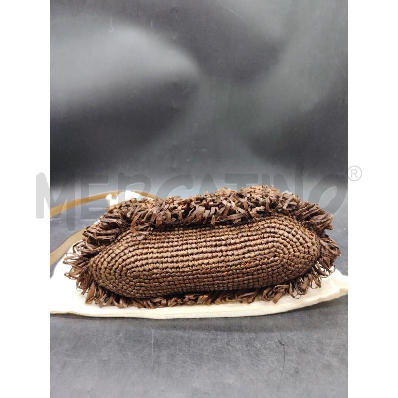 BORSA AFAR KEISHA RAFIA MARRONE | Mercatino dell'Usato Roma eur 3