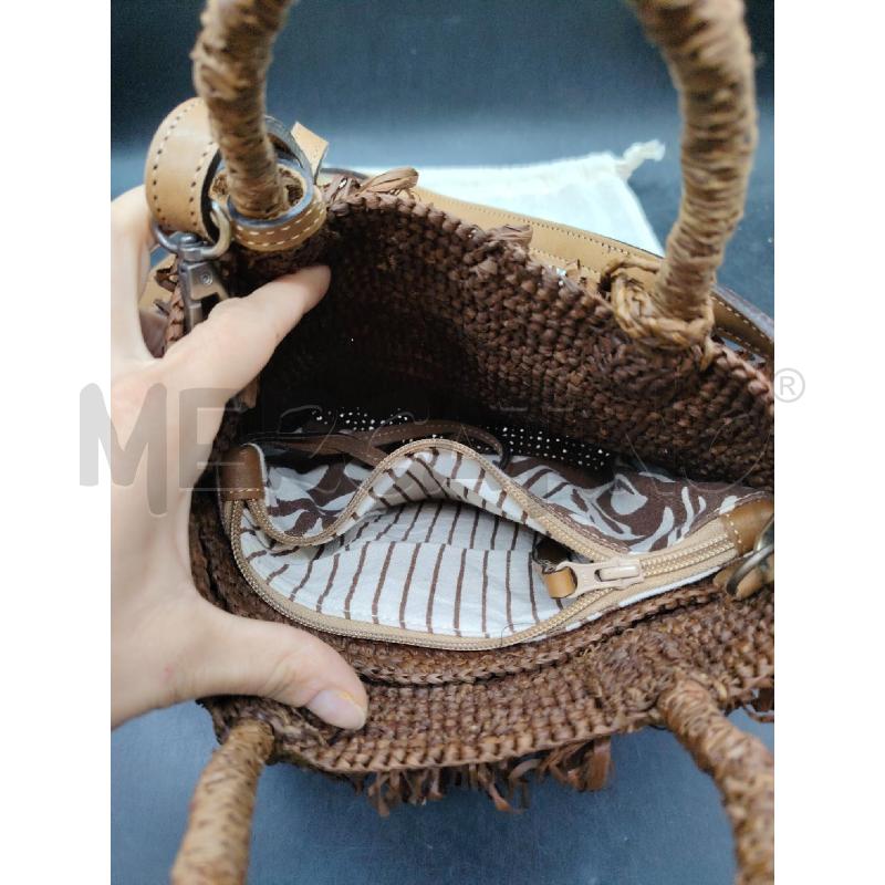 BORSA AFAR KEISHA RAFIA MARRONE | Mercatino dell'Usato Roma eur 4