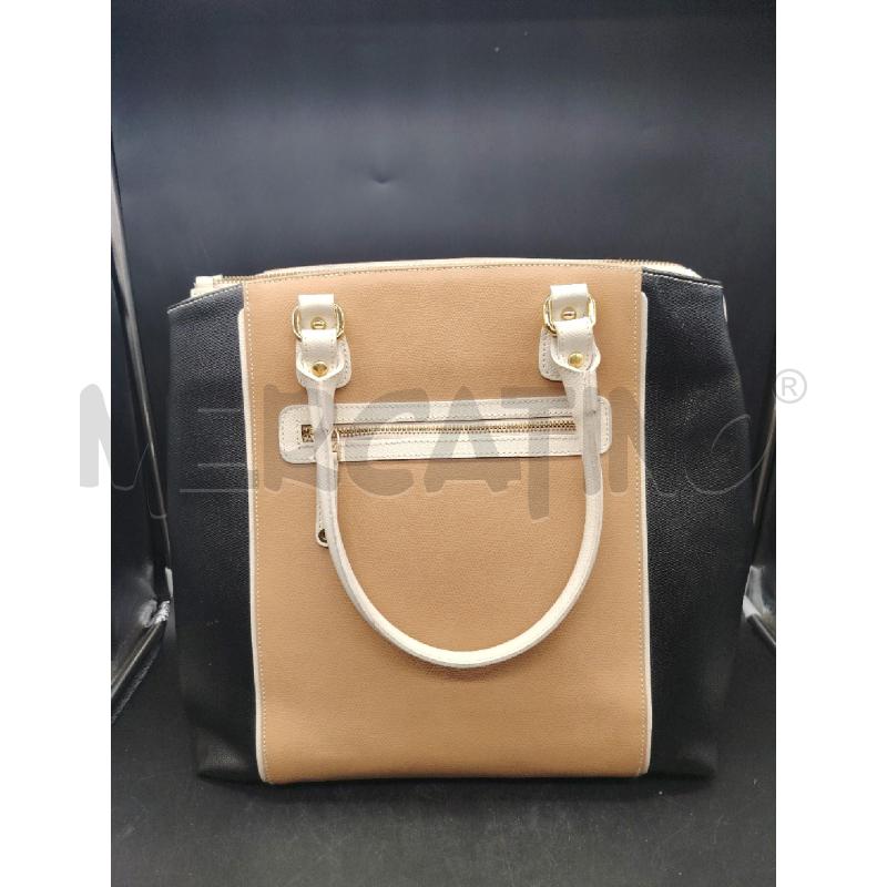 BORSA A SPALLA D PELLE BEIGE NERO | Mercatino dell'Usato Roma eur 1
