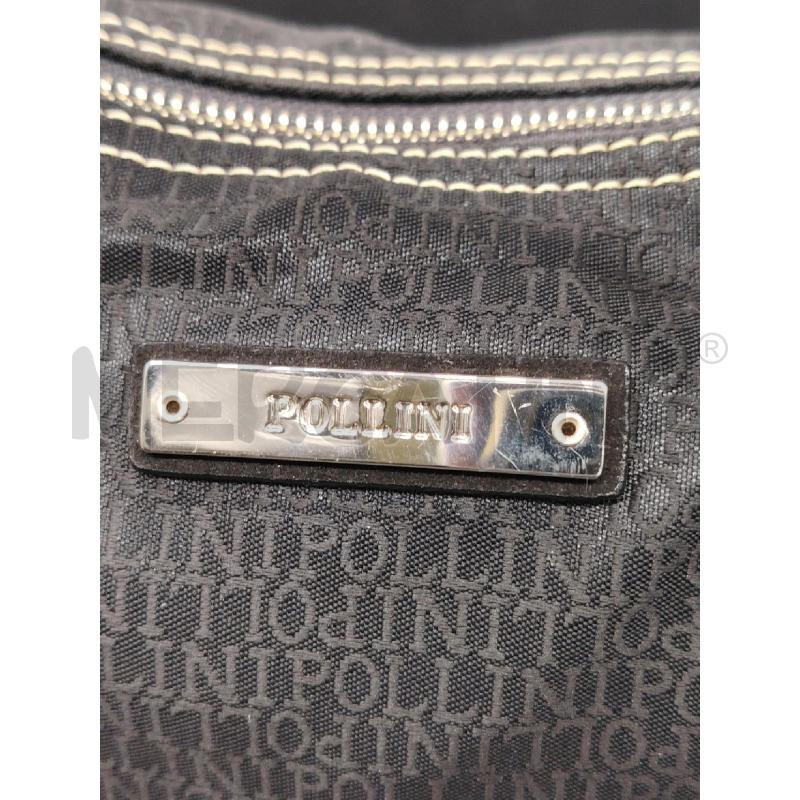 BORSA A SPALLA POLLINI NERO TESSUTO LOGHI  | Mercatino dell'Usato Roma eur 2