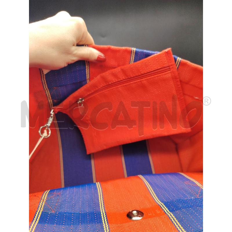 BORSA BRANDINA RSS RIGHE BLU NYLON + POCHETTE | Mercatino dell'Usato Roma eur 3