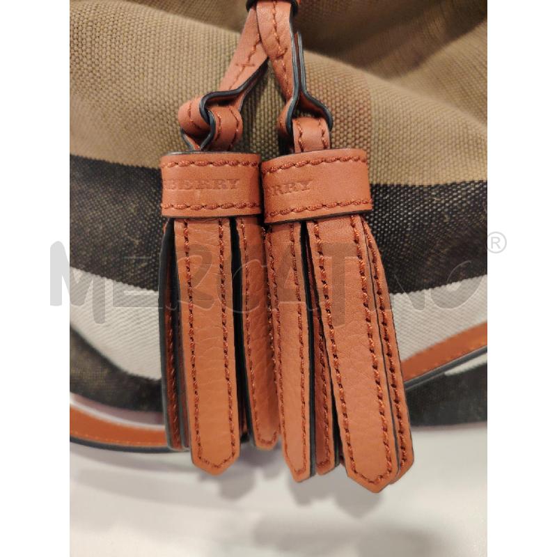 BORSA BURBERRYS TELA PELLE MALVA NAPPE | Mercatino dell'Usato Roma eur 2