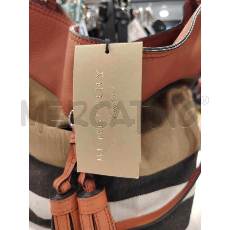 BORSA BURBERRYS TELA PELLE MALVA NAPPE | Mercatino dell'Usato Roma eur 3
