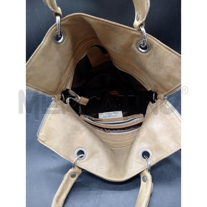 BORSA CARLO CECCHINI MARRONE PELLE + TRACOLLA | Mercatino dell'Usato Roma eur 3